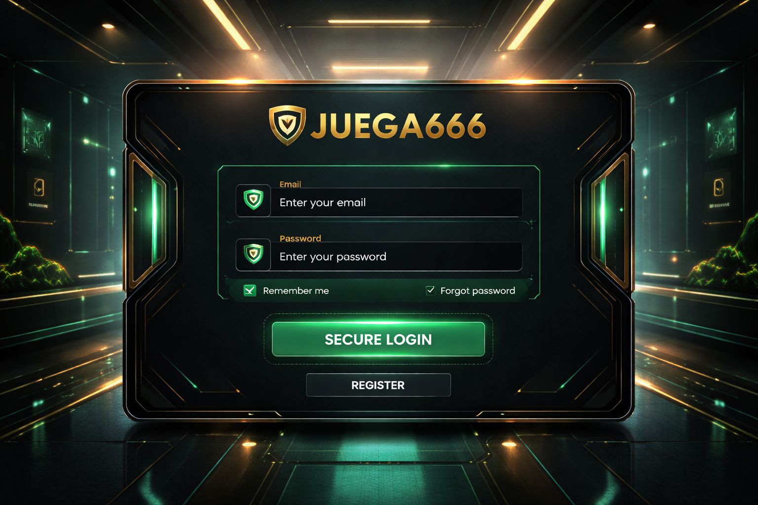 Área de acceso de inicio de sesión JUEGA666 con herramientas de entrada segura